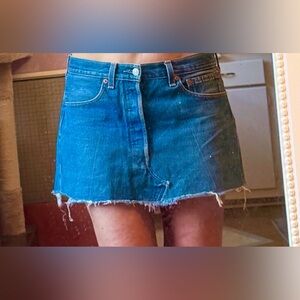 Repurposed Levi Denim Mini Skirt with Extra Panel in Back